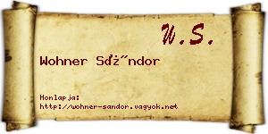 Wohner Sándor névjegykártya