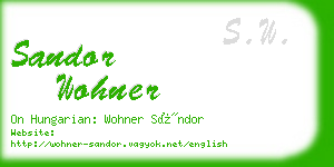 sandor wohner business card
